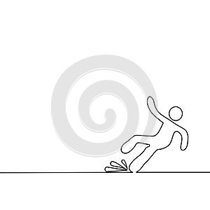 Wet Floor sign.falling man in modern style. Isolated on white background .vector illustration