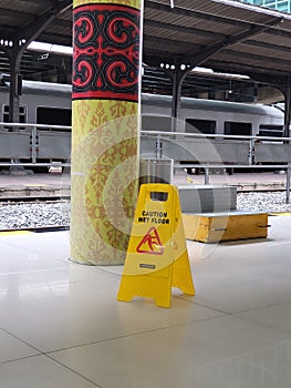 Wet floor at train station