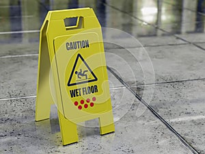 Wet floor warning sign