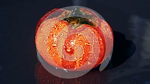Wet glass red tomato