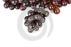 Wet grapes on white