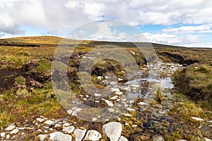 Wet Irish farm road in a bog