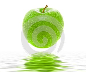 Wet juicy green apple