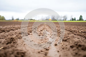 wet loamy soil in an open field photo