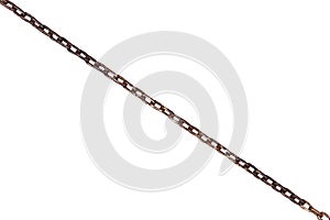 Wet old rusty steel chain isolated on white