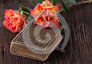 Orange roses with chocolate