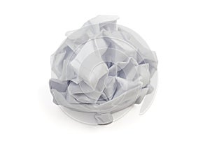 Wet paper ball. Crumpled wrinkled wastepaper photo