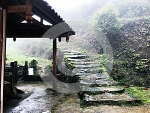 wet path near country house in Tiantou village