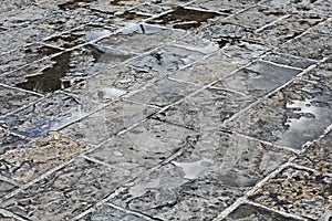 Wet pavement stones