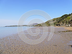 Wet, rippled sand in a small bay on the River Dwyryd