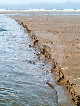 Wet Sand Eroding at the Beach