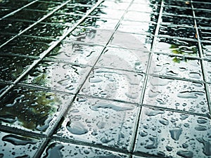 Wet shiny tiles layer with reflections