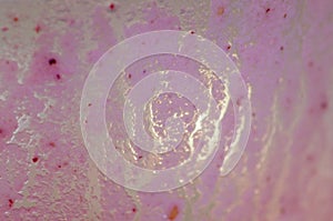 Wet smoothie on plastic surface of the cup after drinking