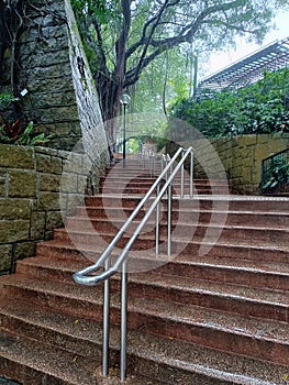 wet stairs to Kowloon park Hong Kong