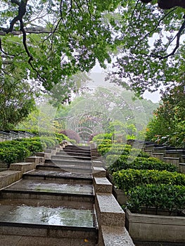 wet stairs to Kowloon park Hong Kong