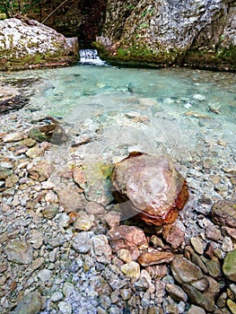 Wet stone on a mountain stream 2