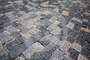 Wet stone pavement in perspective