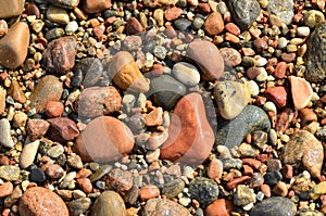 Wet stones on the beach.