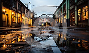 Wet Street With Puddles photo