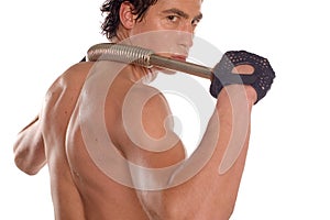 Wet sweaty bodybuilder