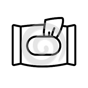 Wet wipes line icon isolated on white. Vector simple illustration