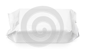 Wet wipes package with flap isolated on white photo