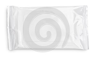 Wet wipes package with flap on white photo