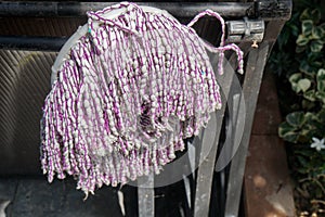 Wet yarn mop cloth drying to the sun