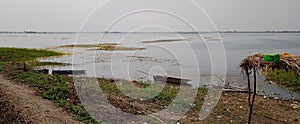 Wetland  Shore and Fishermen Boats