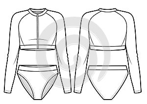 Wetsuit, swimsuit surfing. 2 pieces bodysuit top with zipper on front and pants.