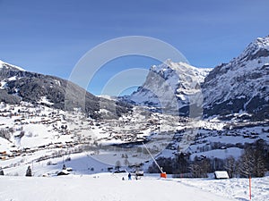 Wetterhorn And Grindelwald in Winter photo