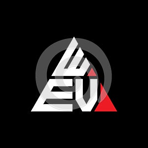 WEV triangle letter logo design with triangle shape. WEV triangle logo design monogram. WEV triangle vector logo template with red