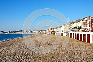 Weymouth beach and promenade buildings.