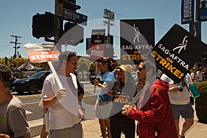 Striking SAG AFTRA and WGA members picket Paramount Pictures