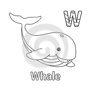 Whale Alphabet ABC Coloring Page W