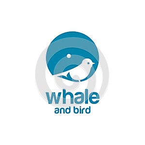 Whale and Bird Logo Design, Animal Care Logo Design