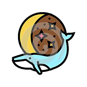 whale boho color icon vector illustration