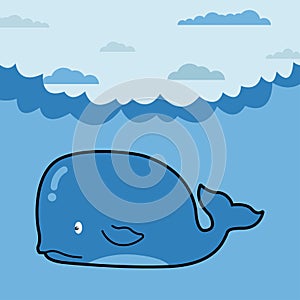 Whale in cartoon style photo