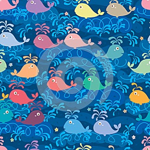 Whale color line swim seamless pattern