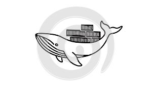 Whale and container computer docker developer app concept. Business digital open source program. Data coding steering global