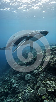 Whale in the depths of the sea