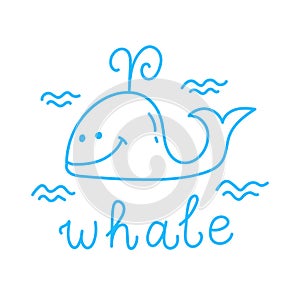 Whale doodle icon