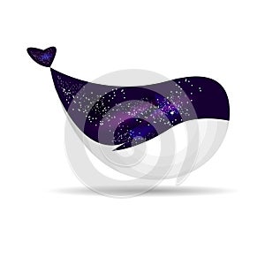 Whale drawing. The stars of the galaxy are depicted on the body of a whale.Vector