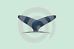 Whale Fish Tail in wave vector illustration. Animal nature icon concept. Whale tail cartoon mascot vector design