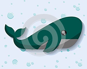 Whale icon. Sea animal cartoon. Vector graphic
