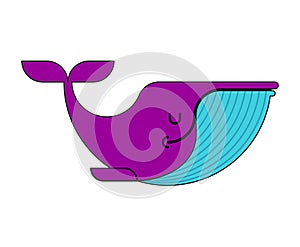 Whale isolated. large mammal under water. Vector illustration