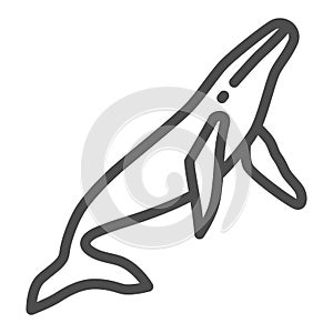 Whale line icon, ocean concept, orca sign on white background, sperm whale icon in outline style for mobile concept and