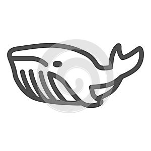 Whale line icon, ocean concept, very large marine mammal sign on white background, orca whale icon in outline style for