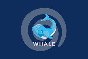 Whale Logo Absctract Happy Fish Design vector template