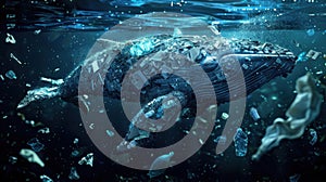 A Whale with Ocean Debris.AI generated image